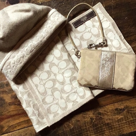 Coach Beanie, Scarf and Wristlet - Picture 1 of 5